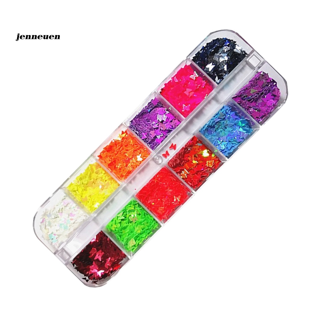 Hộp Sequin Hình Bướm Màu Dạ Quang Dùng Trang Trí Móng Tay