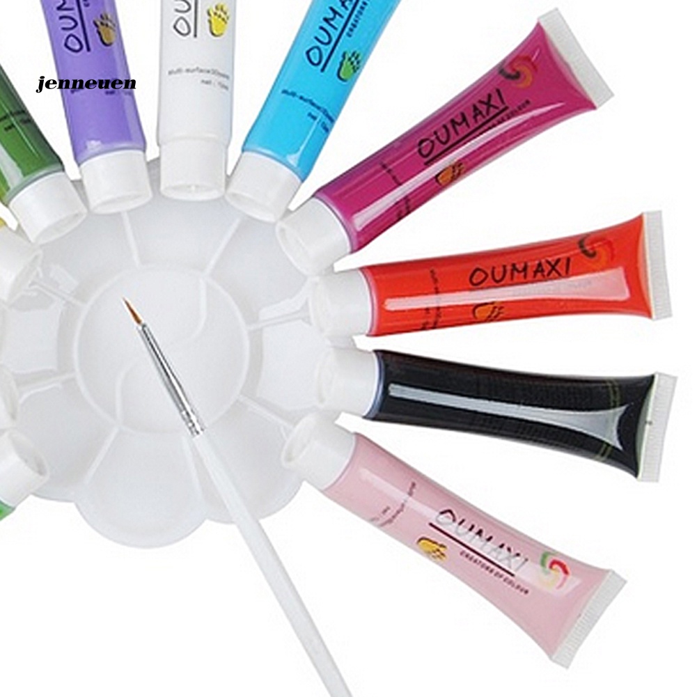 Set 12 Màu Vẽ Móng 3D Thời Trang Kèm Cọ Tán Tiện Lợi