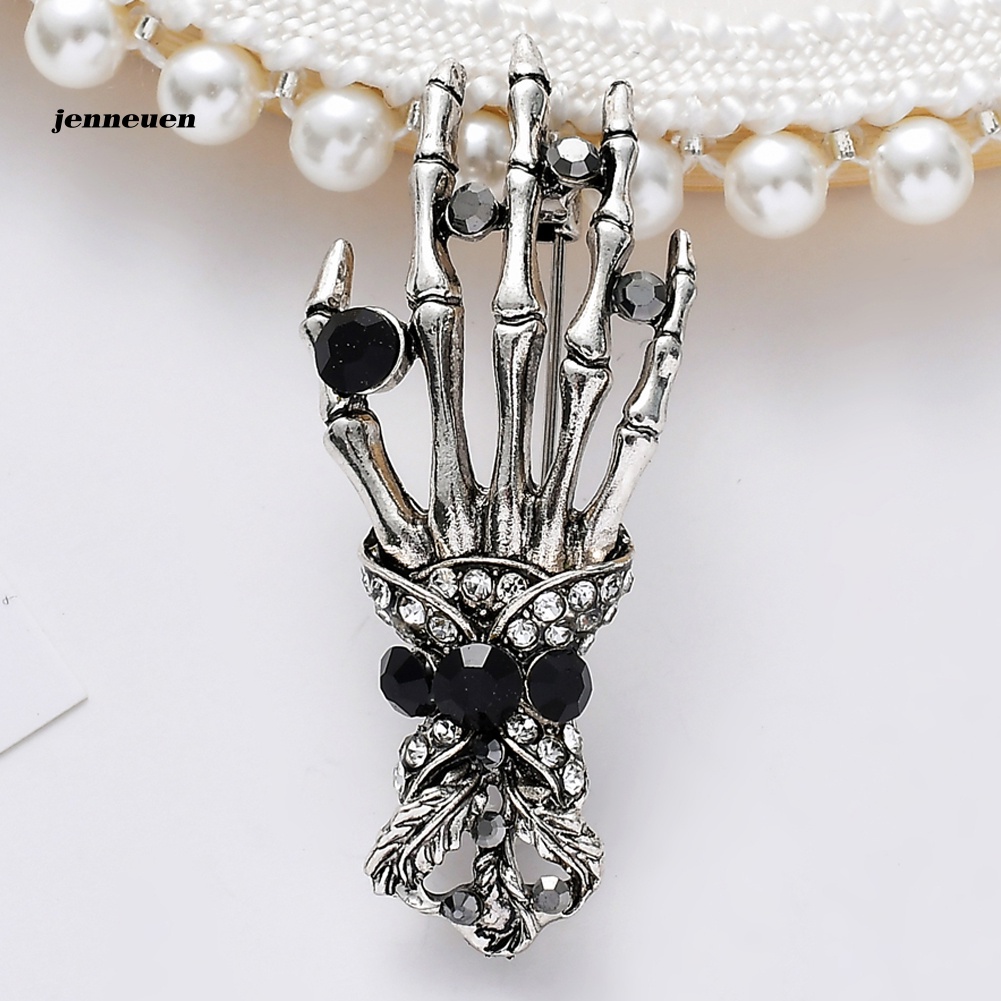 Ghim Cài Áo Hình Bàn Tay Đầu Lâu Đính Đá Nhân Tạo Thời Trang