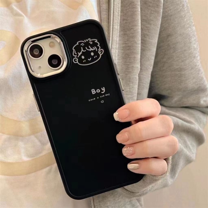 Cartoon sketch couple case điện thoại cho iphone 7 7plus 8 8plus xs xr 11 12 13 14 pro plus promax nam nữ