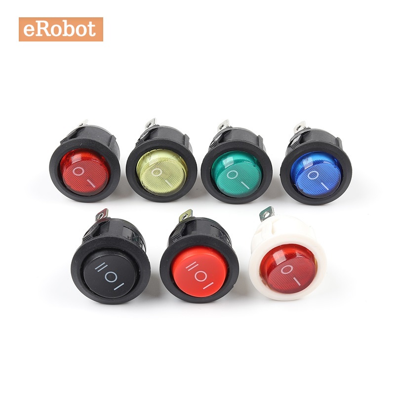 Set 5 Công Tắc Tròn KCD1 20mm 23mm 2 / 3 / 4Pin ON-OFF-ON 2 / 3 Vị Trí 6A / 250VAC 10A / 125VAC SPST Có Đèn LED