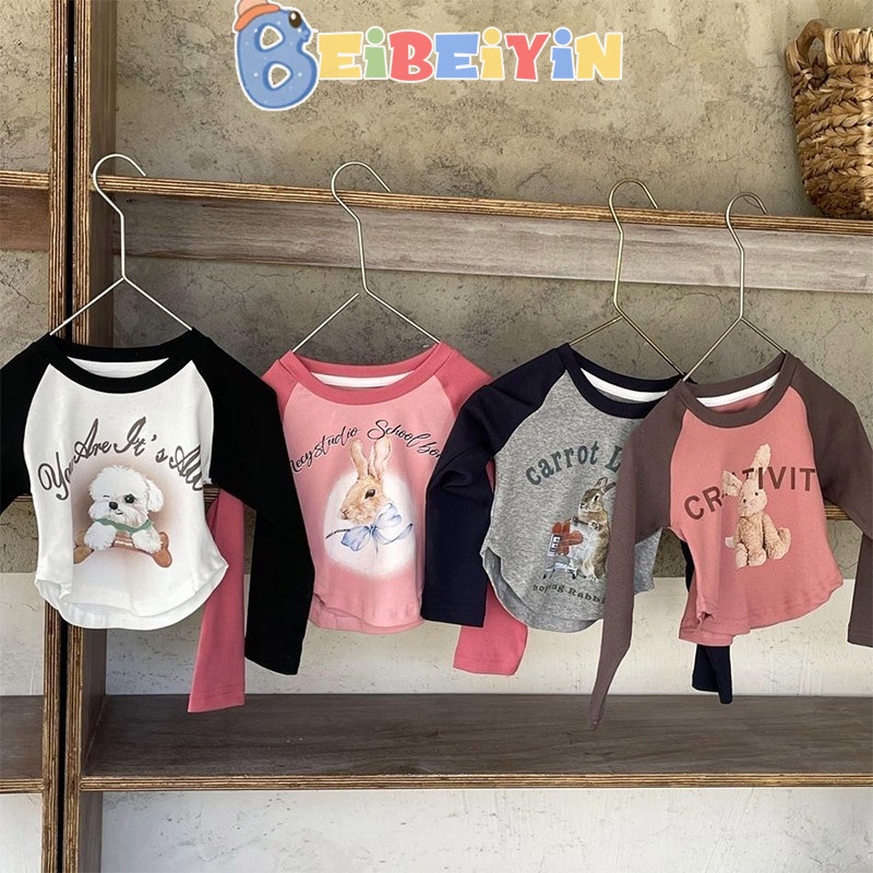 Beibeiyin Áo Thun Tay Dài Dáng Ôm Phong Cách Mỹ Cho Nữ