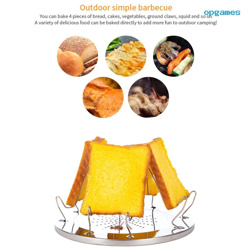 Khay Nướng Bánh Mì Bằng Thép Không Gỉ Di Động Dễ Lắp Đặt Cho Cắm Trại