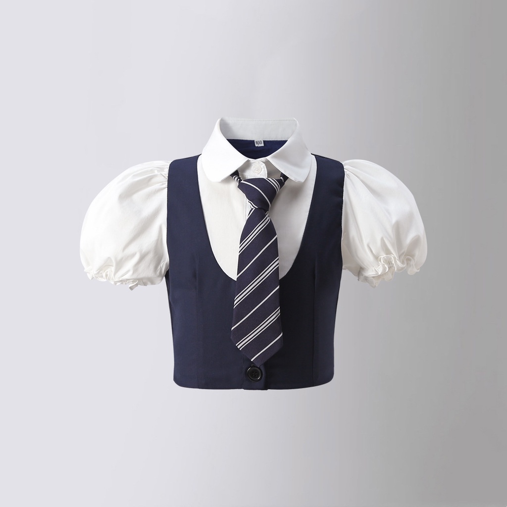 Set Áo Sơ Mi Trắng + Chân Váy Xếp Ly Thời Trang Mùa Thu Phong Cách Hàn Quốc Mới Cho Bé Gái