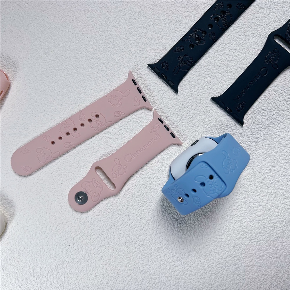 Dây Đồng Hồ Đeo Tay Họa Tiết Cinnamoroll Hoạt Hình 3D Cho Ultra 49mm S8 Series 8 7 SE 6 5 4 3 2 1