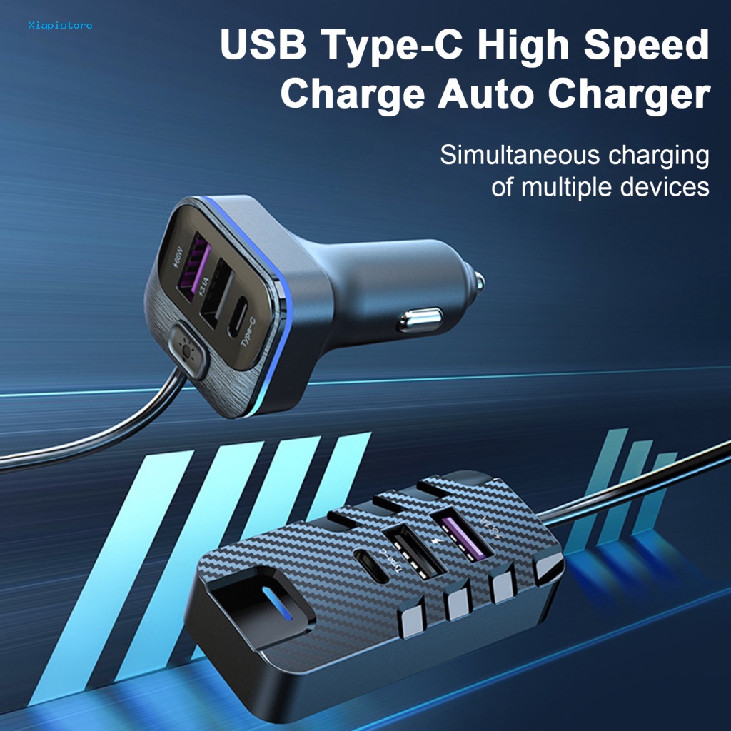Dây Cáp Sạc Nhanh USB Type-C 6 Cổng 5V 31A 66W Dài 15m Nhiều Màu Tùy Chọn Cho Xe Hơi