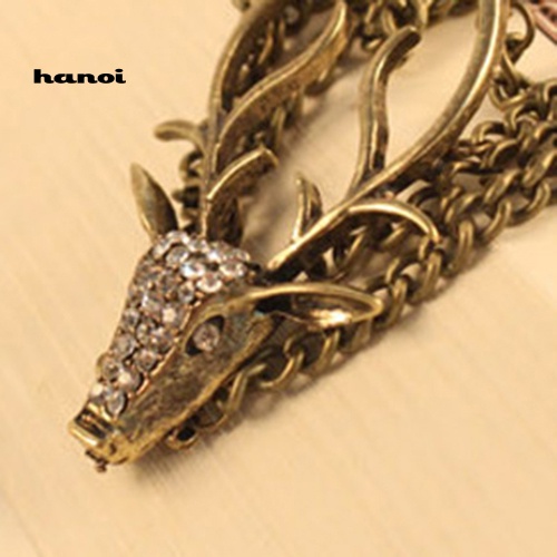 Vòng Đeo Tay Nhiều Tầng Hình Đầu Hươu Phong Cách Cổ Điển Thanh Lịch Dành Cho Nữ