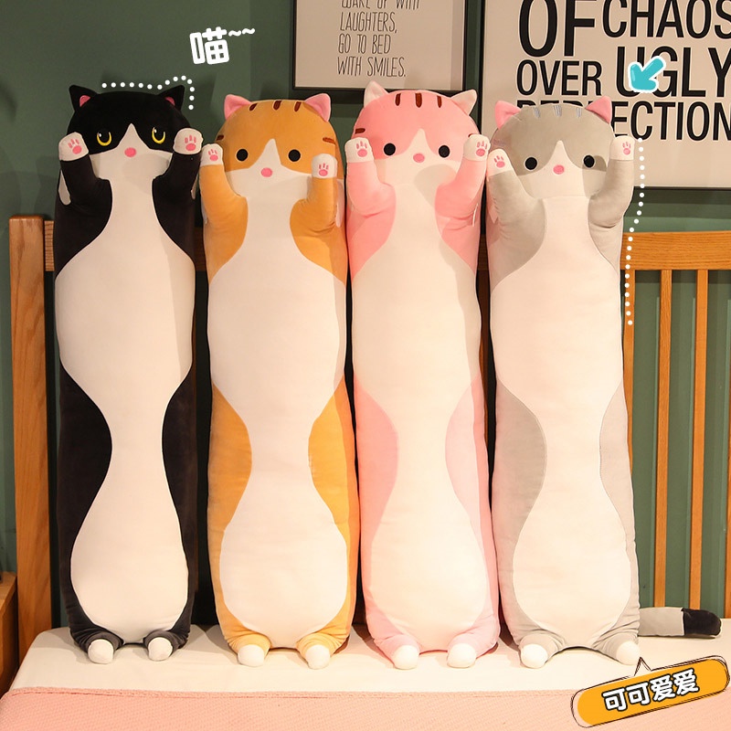 Rytanda Mèo đen ôm gối mèo búp bê dài mèo đen 50cm dễ thương mèo ôm gối Teddy gấu bông đồ chơi sang trọng cho trẻ em quà sinh nhật