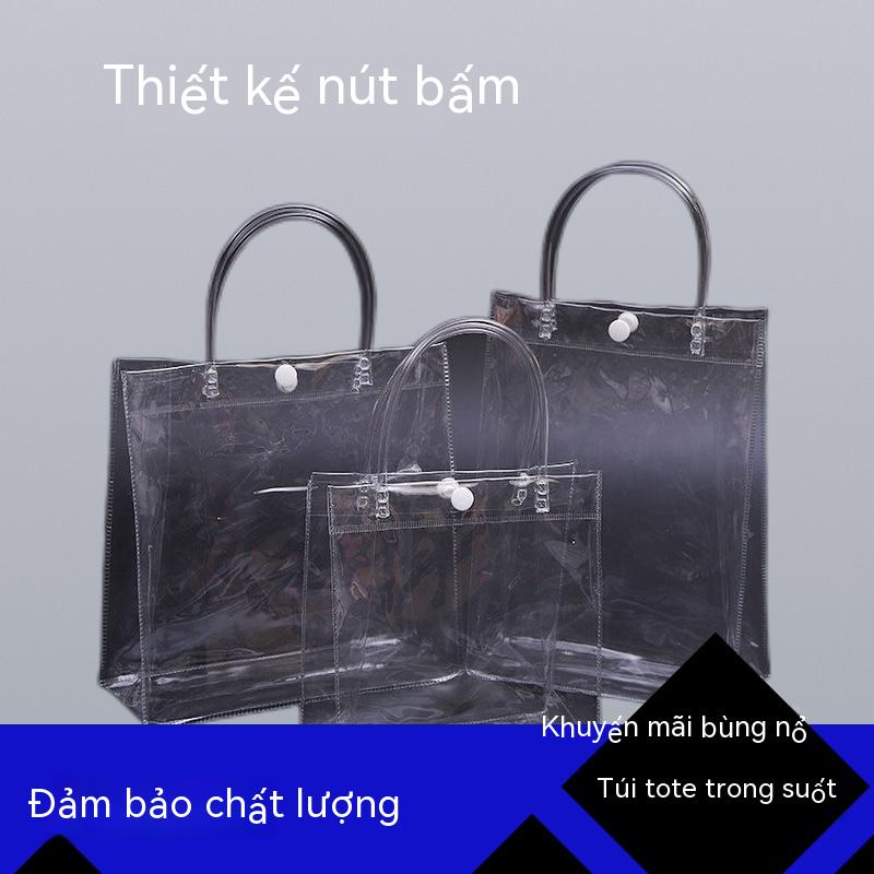 Túi xách tay trong suốt pvc cao cấp túi quà tặng bao bì nhựa đựng quà tặng túi đựng cốc cầm tay