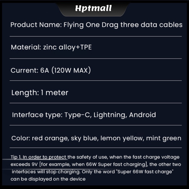 Dây Cáp Sạc Usb Nhanh 6A 120W 8-pin 3 Trong 1 Bằng Kim Loại Dành Cho Iphone Micro Usb Type-C