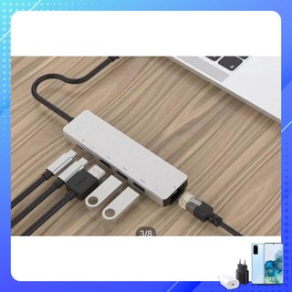 Cáp chuyển Type C 6 Trong 1 Sang HDMI RJ45 Multi USB 3.0 USB C Cho laptop máy tính, điện thoại...