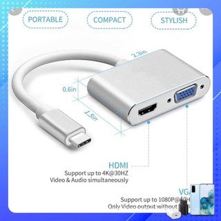 Cáp chuyển Type C sang HDMI và VGA gắn từ điện thoại máy tinh sang màn hình tivi máy chiếu