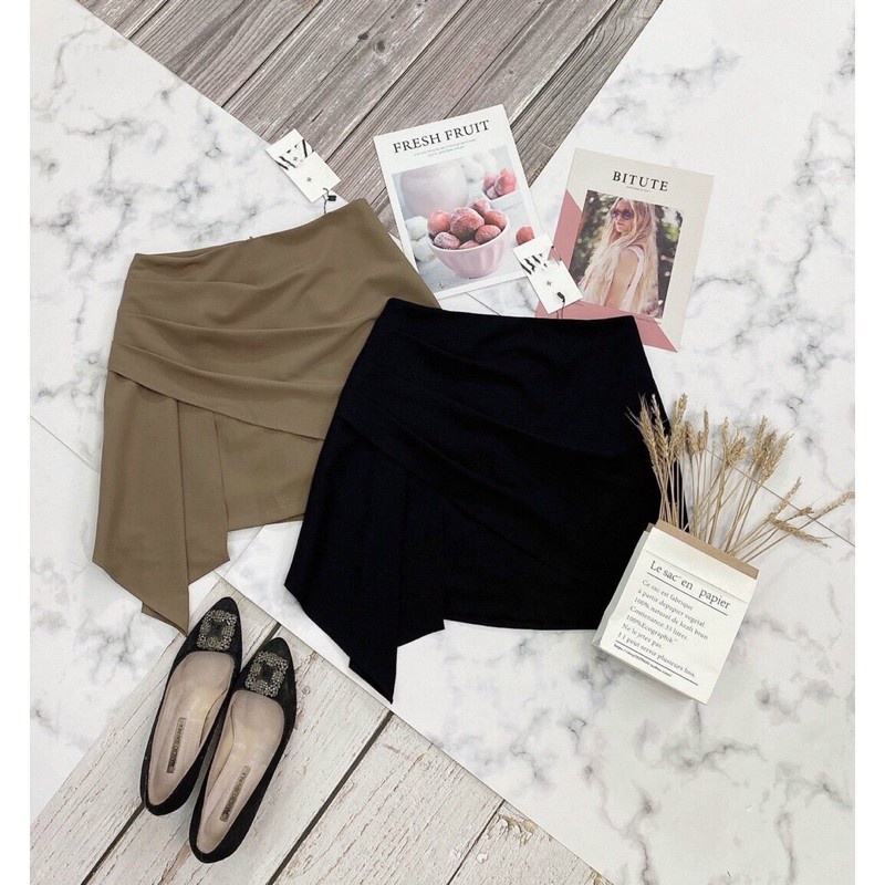 Chân váy vạt chéo xếp zara  - Chân váy 2 lớp có túi