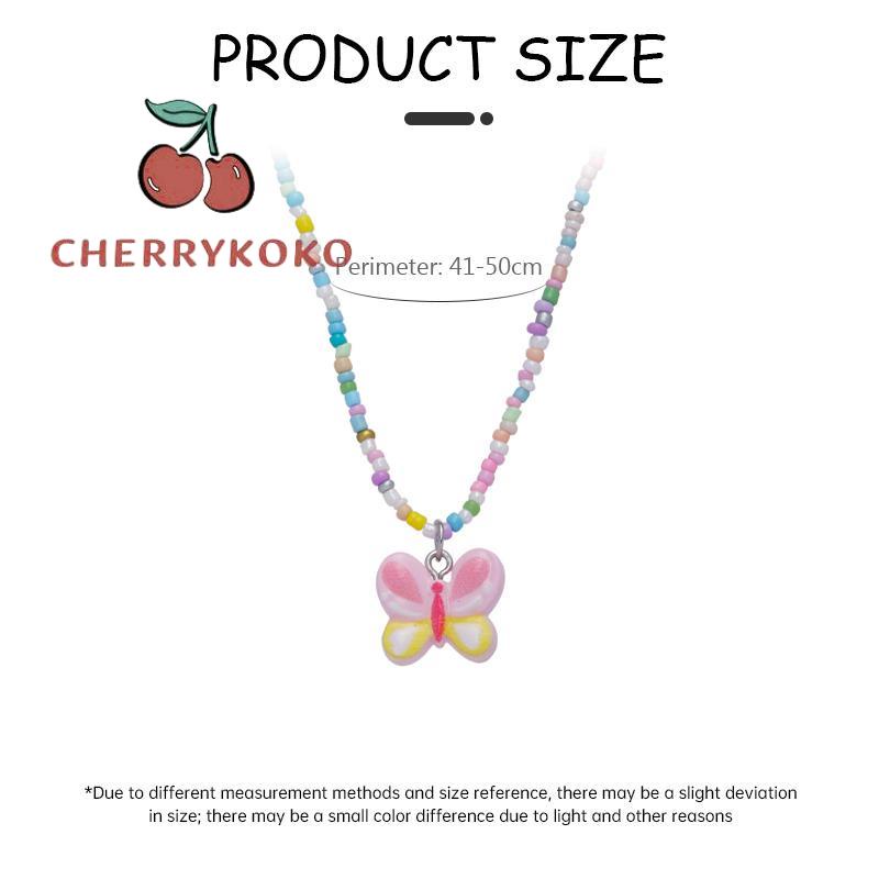 🍒🍒CHERRYKOKO Vòng cổ Xâu Hạt Mặt Và Bướm Nhiều Màu Sắc