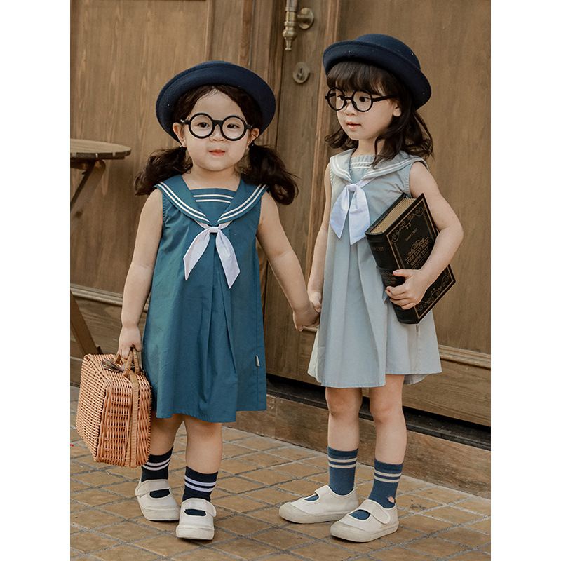 Đầm Công Chúa Cổ Thủy Thủ Thời Trang Mùa Hè Mới 2023 Cho Bé Gái
