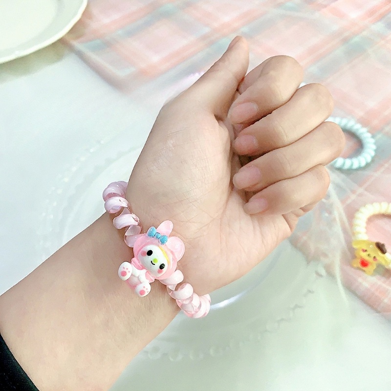 Dây Buộc Tóc Co Giãn Họa Tiết Sanrio Hoạt Hình Lấp Lánh Y2K