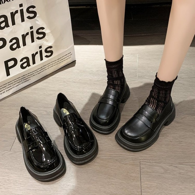 Giày Da Bóng Đế Dày Phong Cách Lolita Xinh Xắn Cho Nữ