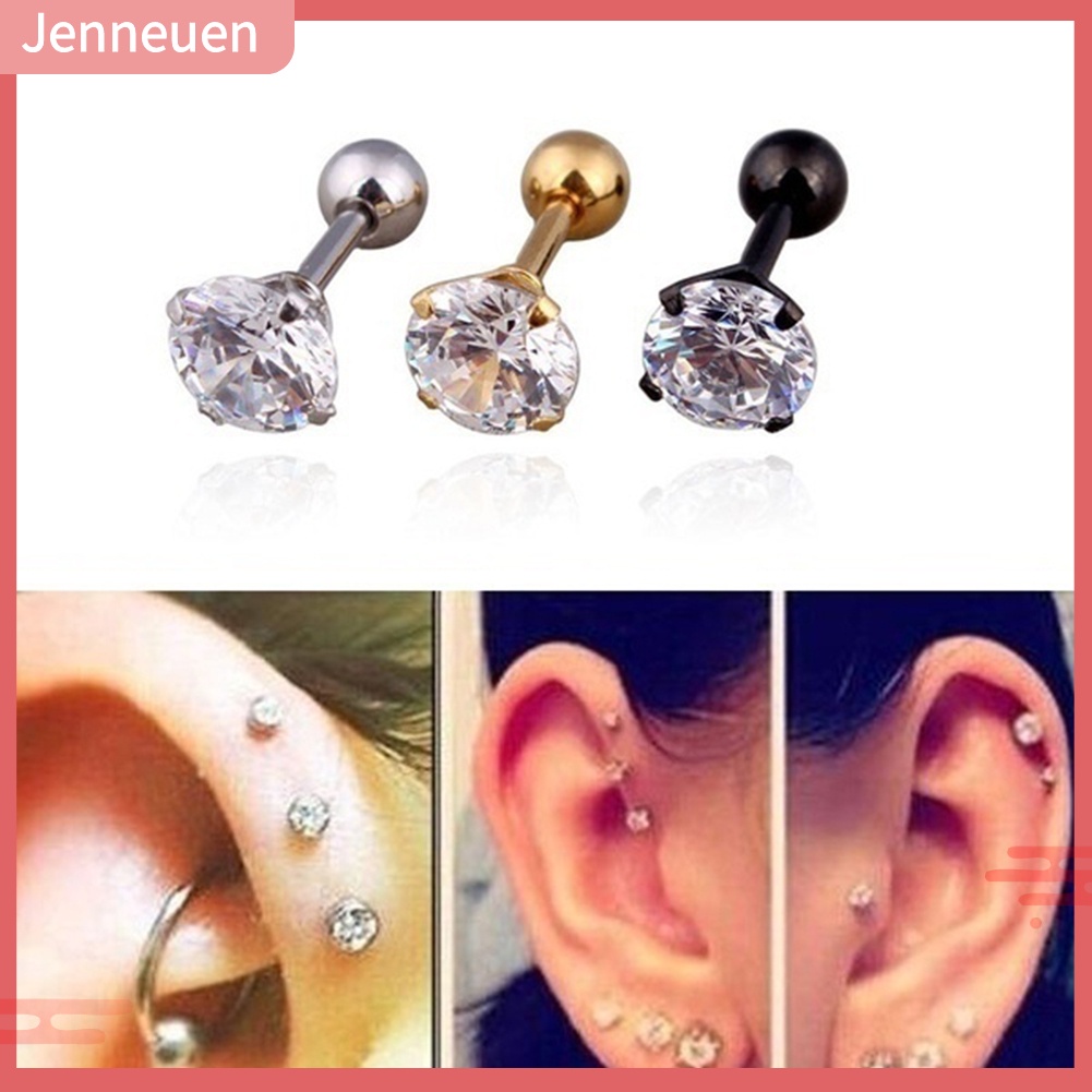 1 Khuyên Tai Thép Titan Dát Đá Zirconia Thời Trang Unisex