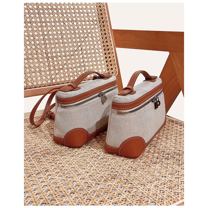 Túi Canvas LP19 loro * piana Đeo Chéo Vai Bằng Da Thật