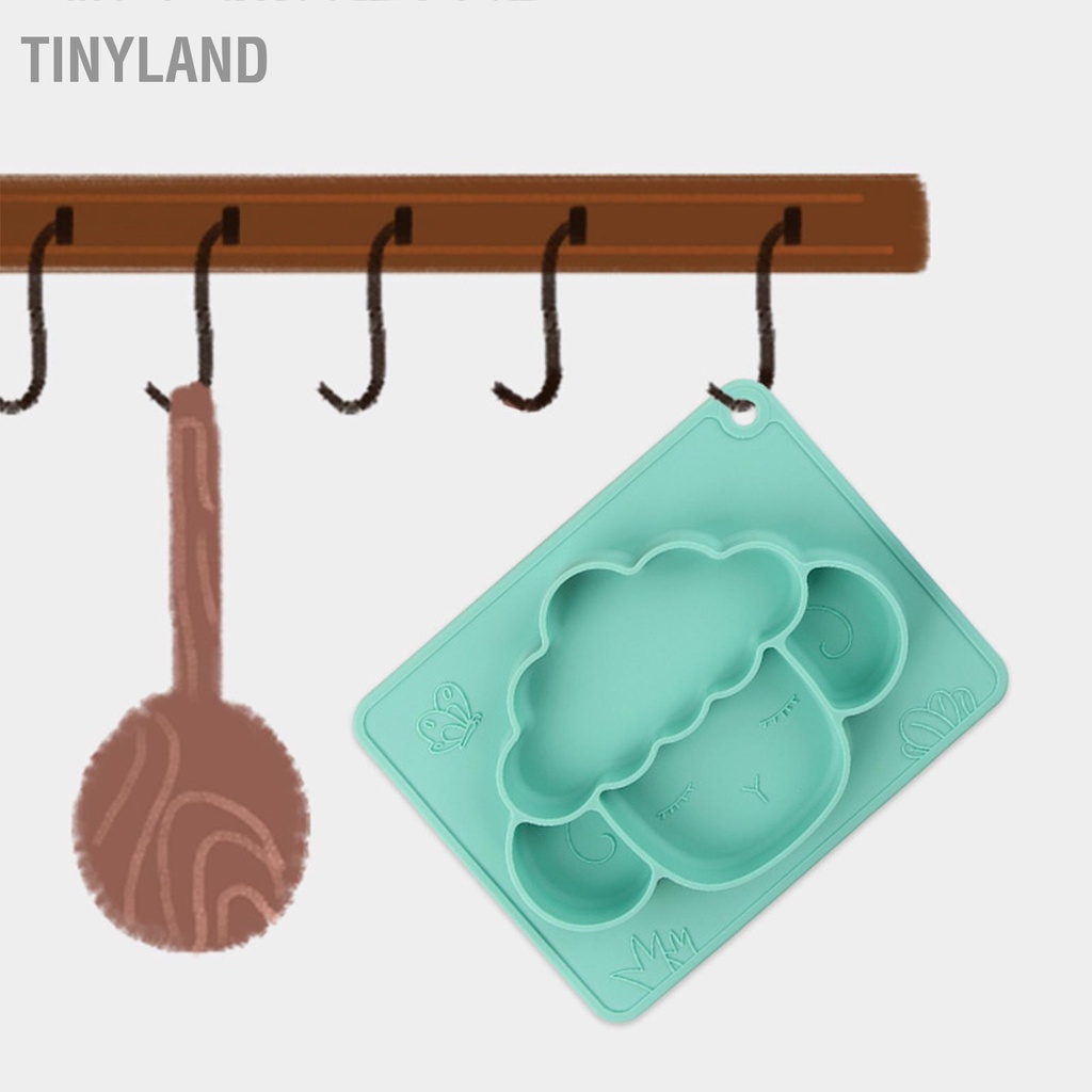 Hàng HOT TinyLand Đĩa Ăn Cho Bé Chia Lưới Hoạt Hình Động Vật Chống Trượt Silicone Trẻ Em