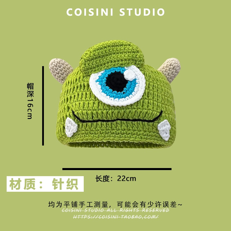 Nón Len Họa Tiết Quái Vật Hoạt Hình Vui Nhộn Thời Trang Thu Đông Cho Nữ