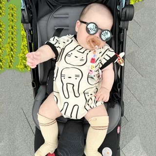 Bộ Áo Liền Quần Bằng Cotton Tay Ngắn In Họa Tiết Thỏ Thời Trang Mùa Hè Cho Bé 0-2 Tuổi