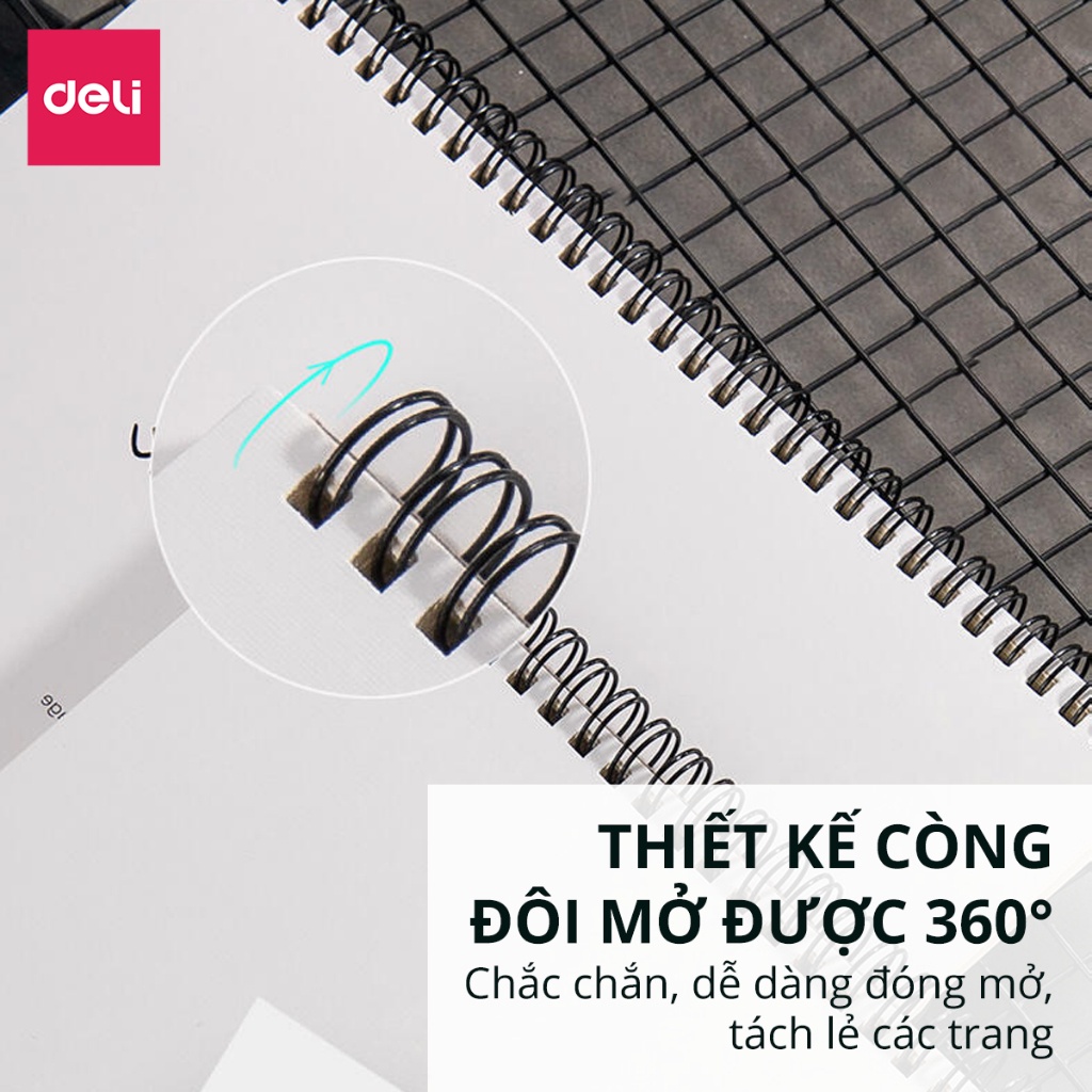 [HỌA CỤ DELI] Sổ phác thảo 100gsm 80 trang lò xo kép nhiều kích cỡ Deli sketchnote vẽ phác họa -1 quyển