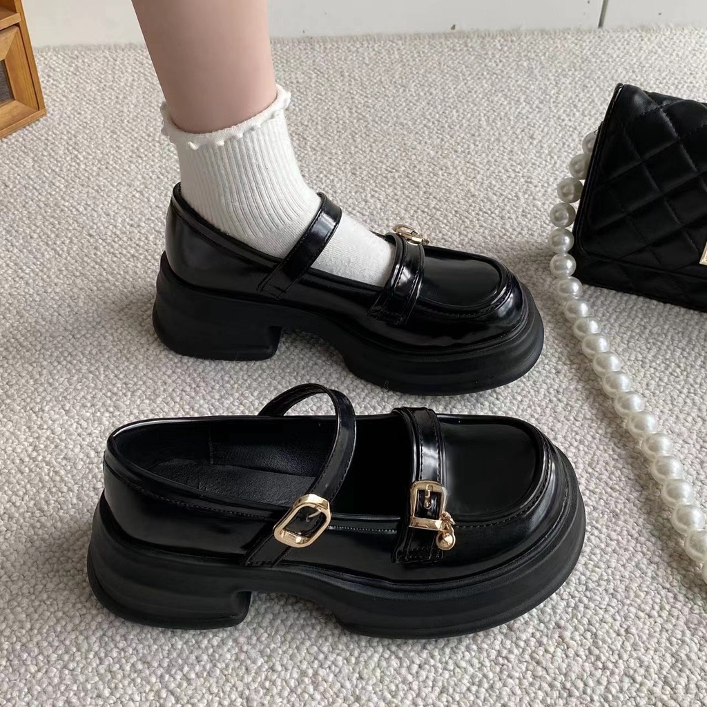 One more shoes⭐Giày Cao Gót Da Mũi Tròn Phong Cách Mary Jane Hàn Quốc Cho Nữ