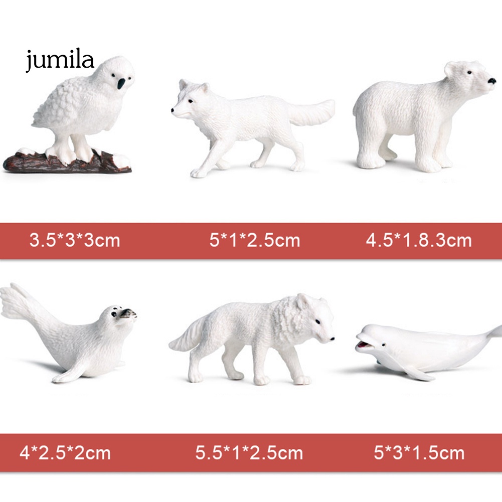 Bộ 6 Mô Hình Đồ Chơi Hình Chim Cánh Cụt / Gấu / Chim Cánh Cụt / Cá Heo / Chó Sói /