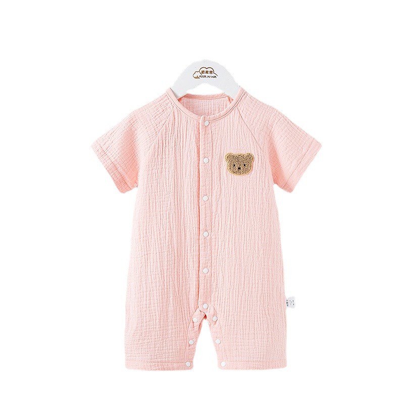 Áo Liền Quần Bằng cotton Mỏng Tay Ngắn In Họa Tiết Gấu Hoạt Hình Dễ Thương Thời Trang Mùa Hè 2023 Dành Cho Bé Trai