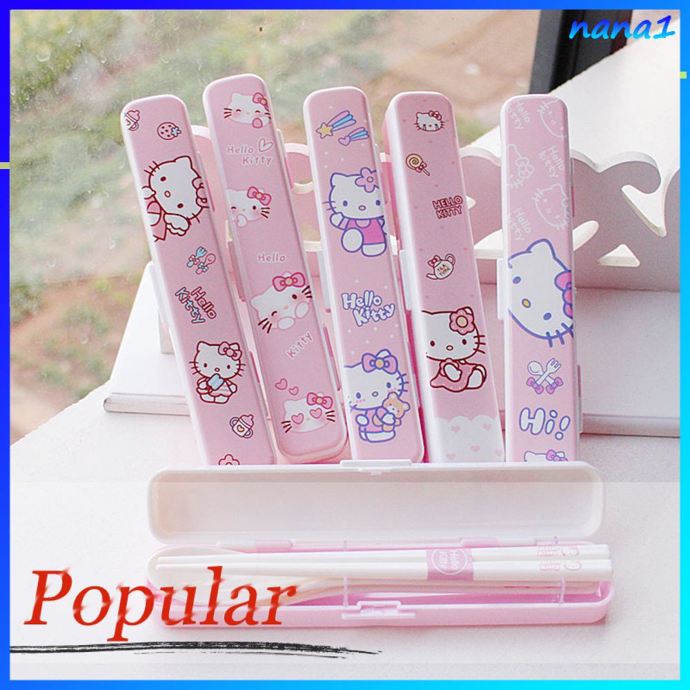 Bộ Muỗng Nĩa Đũa Hình HELLO KITTY Dễ Thương