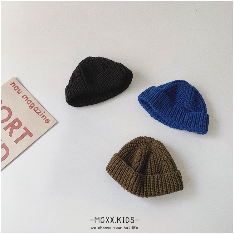 Mũ beanie Trùm Đầu Màu Sắc Đơn Giản Giữ Ấm Mùa Đông Phong Cách Hàn Quốc Cho Bé
