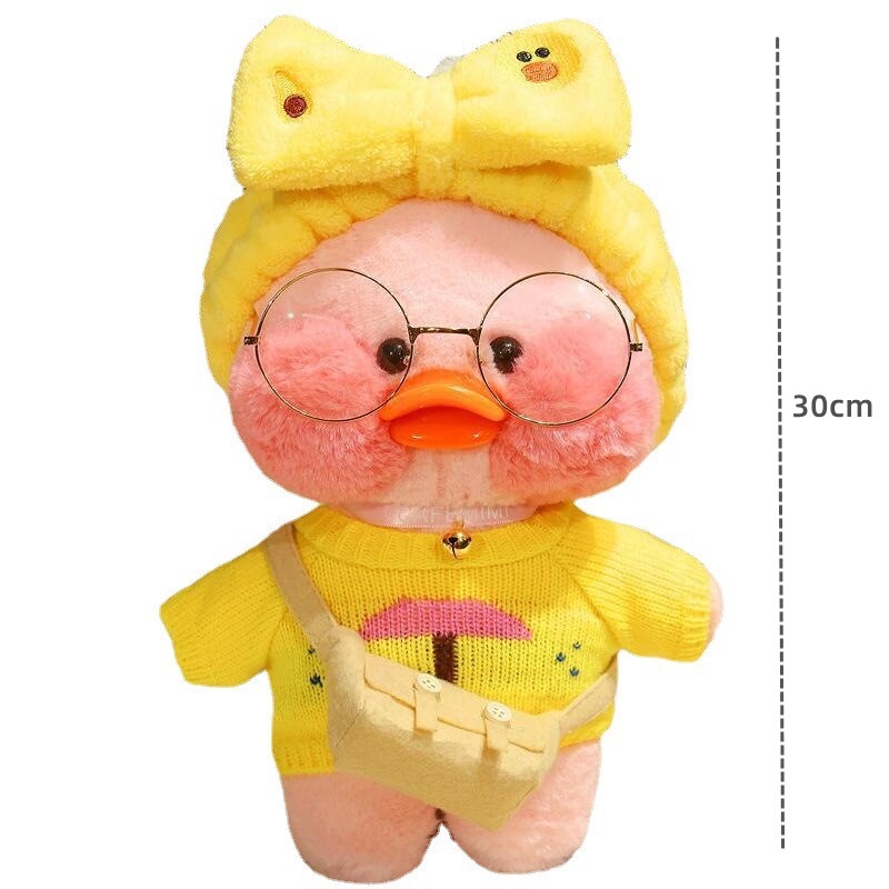Vịt Lalafanfan Nhồi Bông Mềm Mại Đáng Yêu 30cm Kèm Kính Mắt Dành Cho Bé Gái