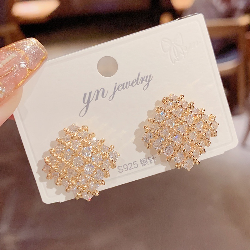 Bông Tai Hình Vuông Đính Đá Zircon Thời Trang Nhật Hàn