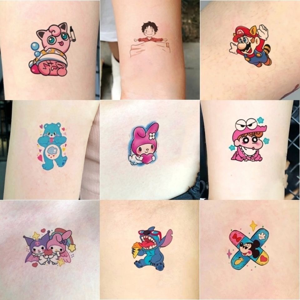 Hình xăm dán bộ 20 miếng dán hình xăm họa tiết hoạt hình kiểu dáng đơn giản và đáng yêu 6cm x 6cm