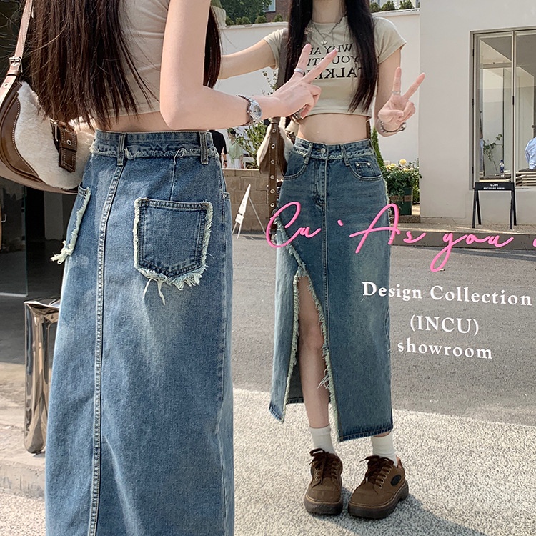 Aring Chân váy chân váy jean Thời trang hàn quốc A93M06D