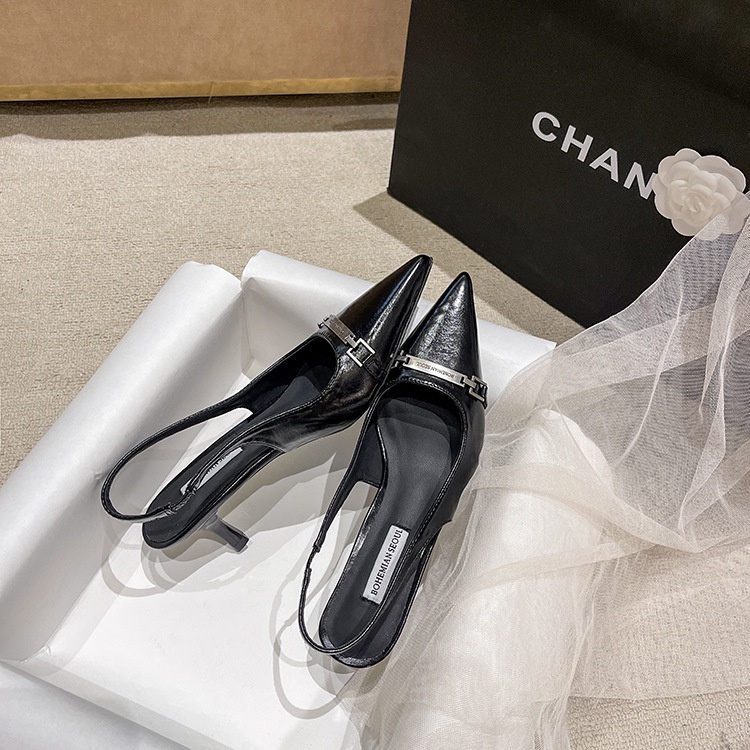 Hong Kong Premium shoes❥Thiết kế mới miệng nông nữ gót mèo mũi nhọn mũi nhọn gót túi mũi giày cao gót thích hợp