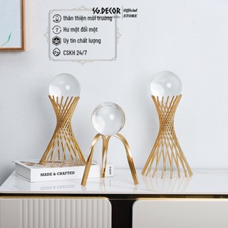 Quả Cầu Pha Lê Trụ Vàng Phong Cách Bắc Âu trang trí nhà kệ tủ trang trí bàn làm việc bàn tivi bàn ăn sang trọng