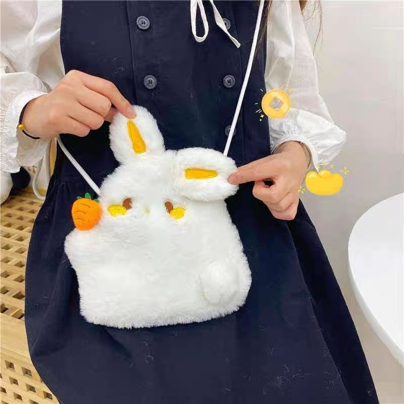 Mr.puffer Túi Đeo Chéo Nhỏ Hình Thỏ Cà Rốt Nhồi Bông Dễ Thương Dành Cho Mẹ Và Bé