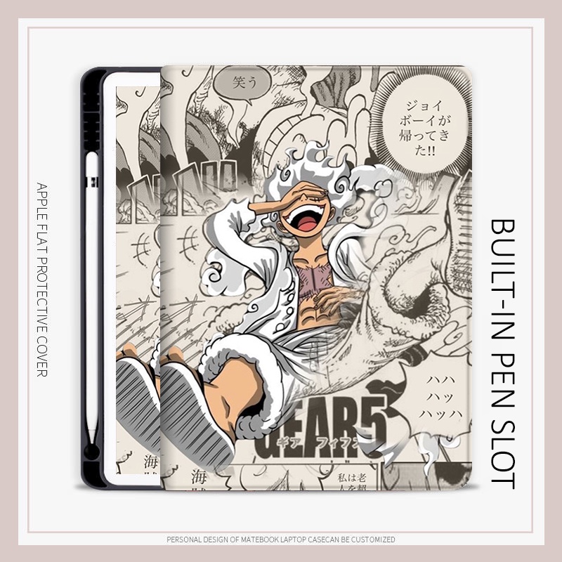 One piece luffy case ipad air4 / 5 mini4 / 5/6 case ipad gen10 2022 pro11 gen7 / 8/9 anime case pen slot ipad gen5 / 6