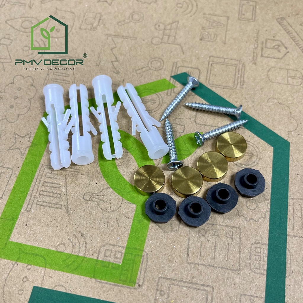 COMBO 4 CHIẾC VÍT + NẮP CHỤP VÍT INOX 304 màu vàng. Size 12mm. VC-PMV88