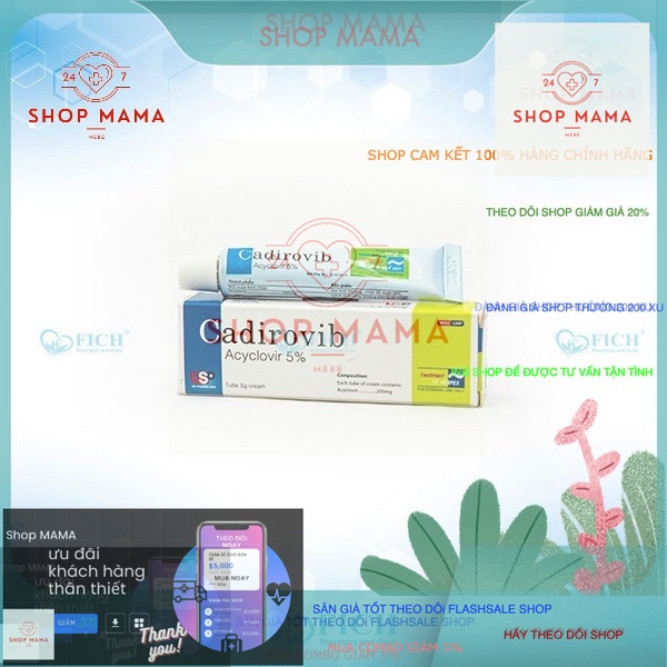 Kem bôi da CADIROVIB Acyclovir 5% tuýp 5g