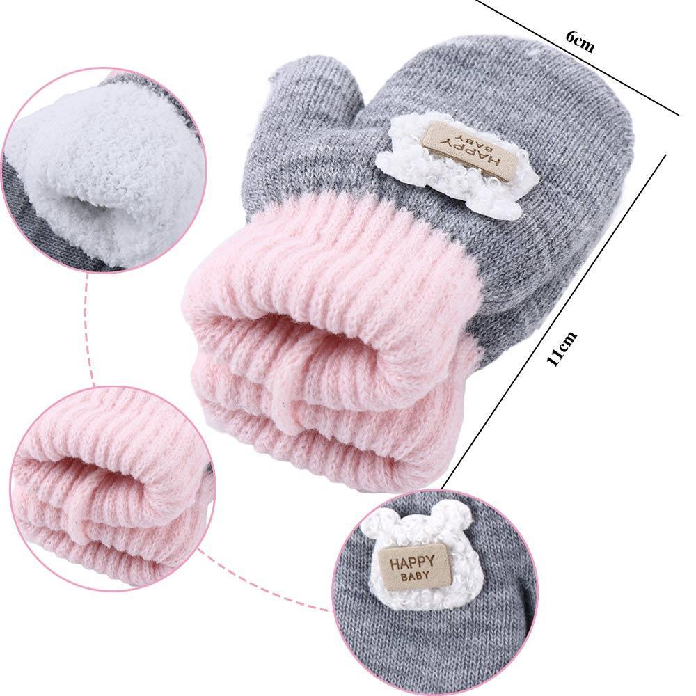 Moco1 Găng Tay Đan Len Họa Tiết Hoạt Hình Thời Trang Thu Đông Cho Bé