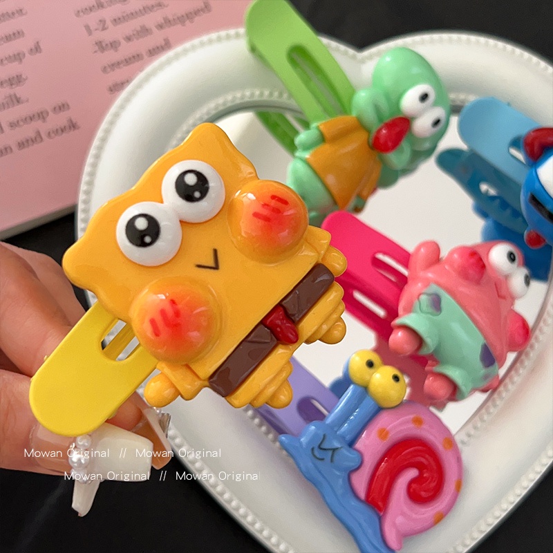 Spongebob squarepants phim hoạt hình kẹp tóc cô gái dễ thương tóc gãy tóc mái kẹp phụ kiện tóc thời trang