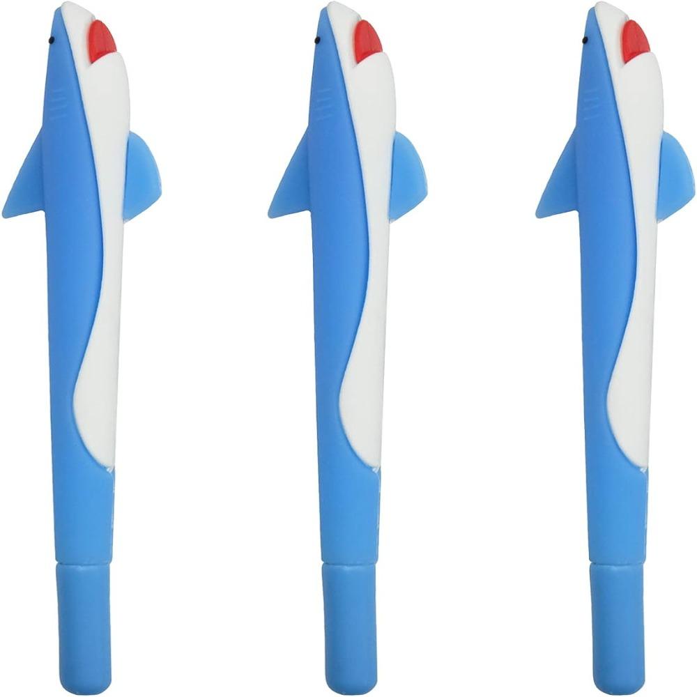 Eutus Bộ 3 Hộp Đựng Bút Bi Mực Đen Hình Cá Mập Xanh Sáng Tạo