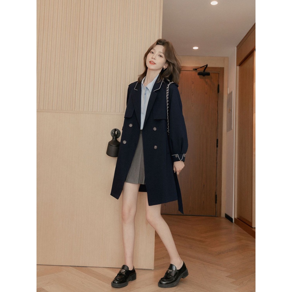 Áo Khoác Gió Tay Dài Phong Cách Phương Tây Thời Trang Xuân Thu Mới 2023