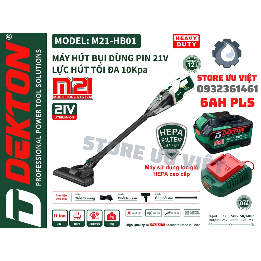 Máy Hút Bụi Cầm Tay DÙNG PIN Dekton Chân Pin Phô Thông / M21-HB01 QUÀ TẶNG PHỤ KIỆN GIÁ TỐT