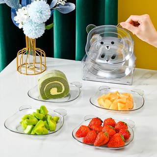 Đĩa nhựa hình gấu đựng thức ăn trang trí decor bàn ăn -chama