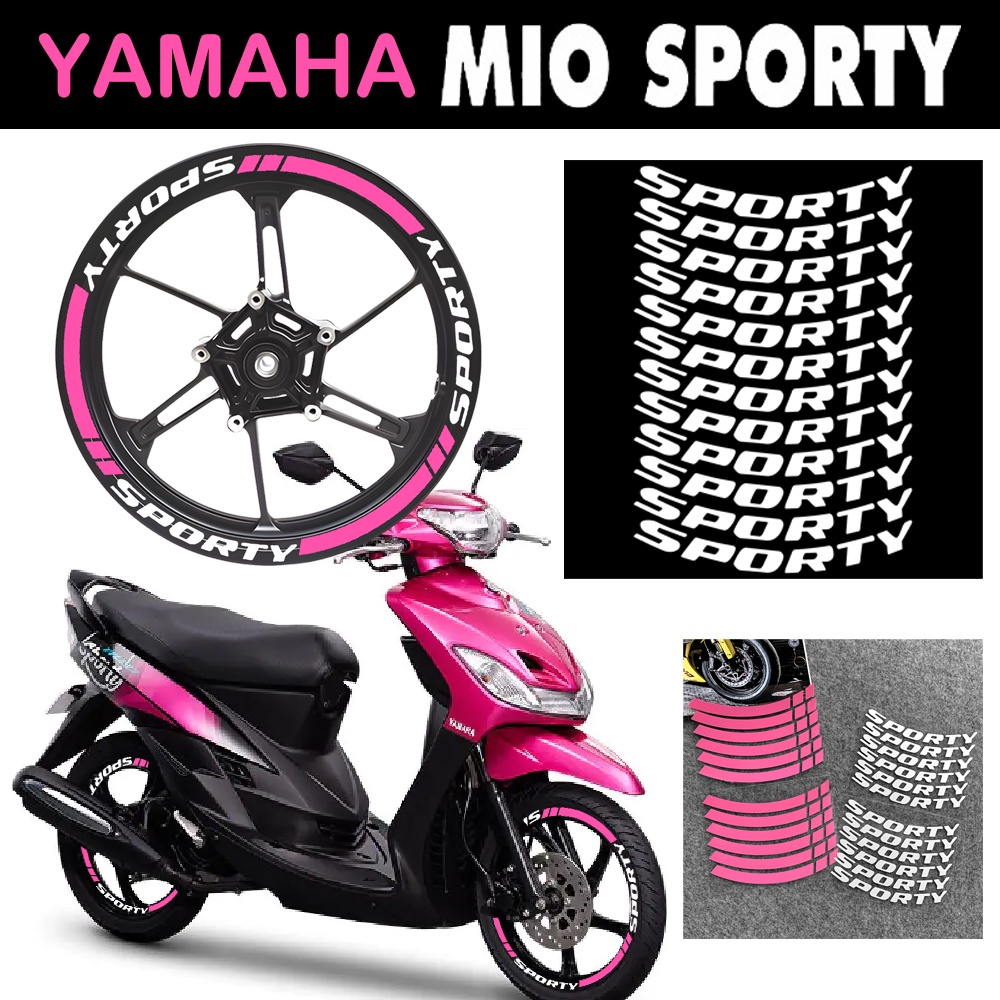 Đối với yamaha mio sporty 14 '' inch biểu tượng thể thao biểu tượng phản quang xe máy bánh xe trung tâm nhãn dán xe máy phụ kiện xe tay ga dải đề can