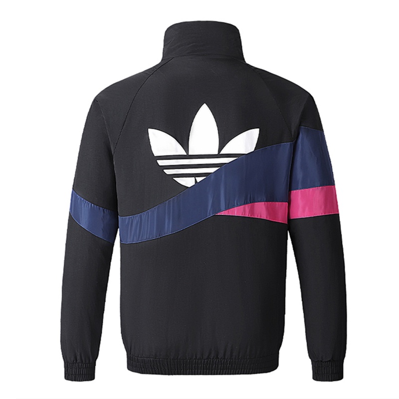 Thêu logo adidas áo gió ngoài trời ban đầu áo gió đứng cổ áo áo gió unisex áo gió thông thường